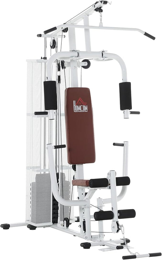 HOMCOM Multistation: Kraftstation mit Latzug, Butterfly & 45 kg Gewichten ✨