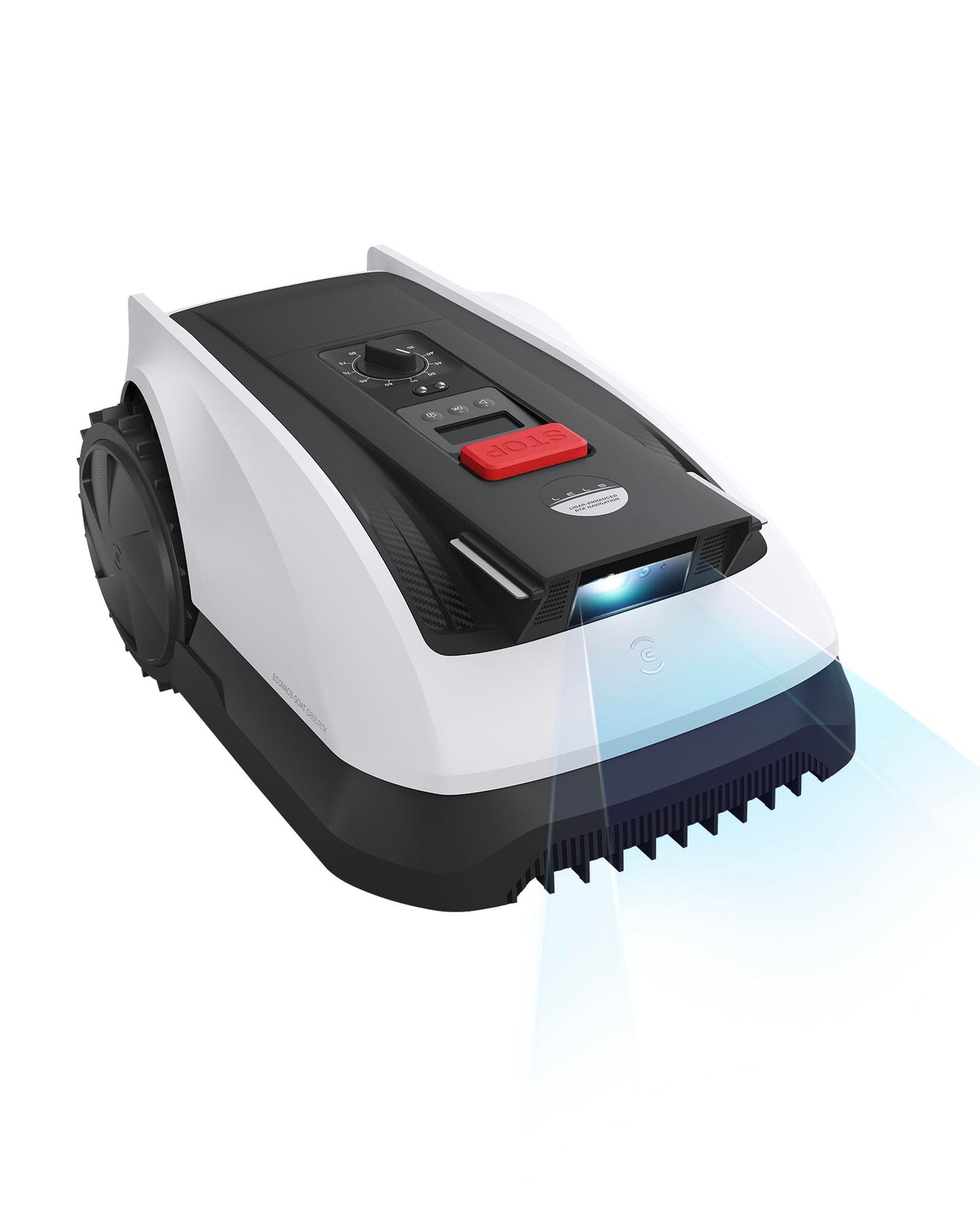 ECOVACS Goat O1200 RTK Mähroboter ohne Begrenzungskabel, 1200 m², LiDAR-unterstützte RTK+Vision Navigation, Rasenmäher Roboter, einstellbare Schnitthöhe 3-8cm, Auto-Kartierung, 0,7m Engstellen