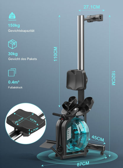 NEEZEE Wasserrudergerät: Bluetooth-Monitor, Tablet-Halterung, 150 kg Kapazität ✨