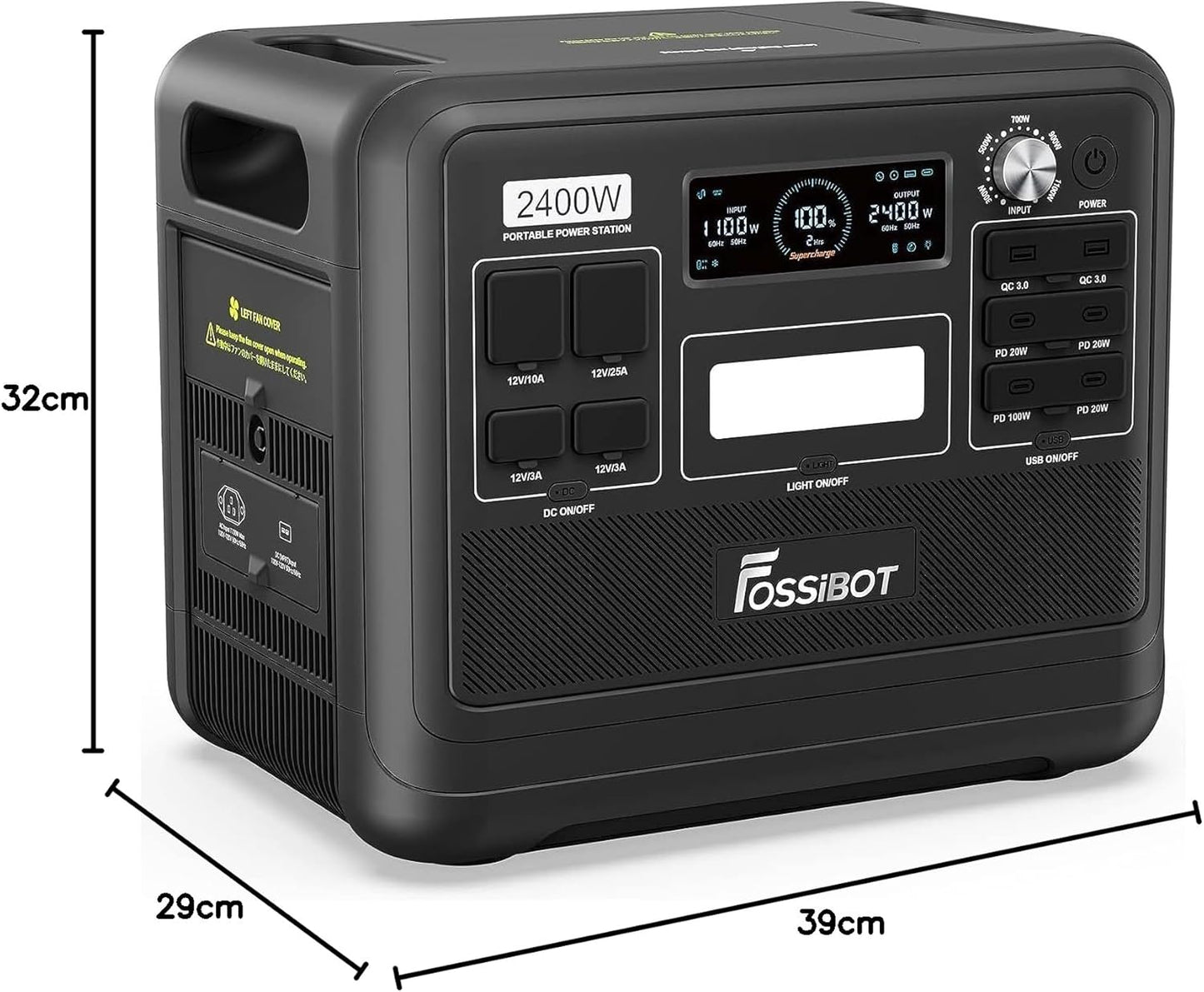 FOSSIBOT F2400 Solargenerator 2048Wh, 2400W (4800W Peak), AC-Ausgänge