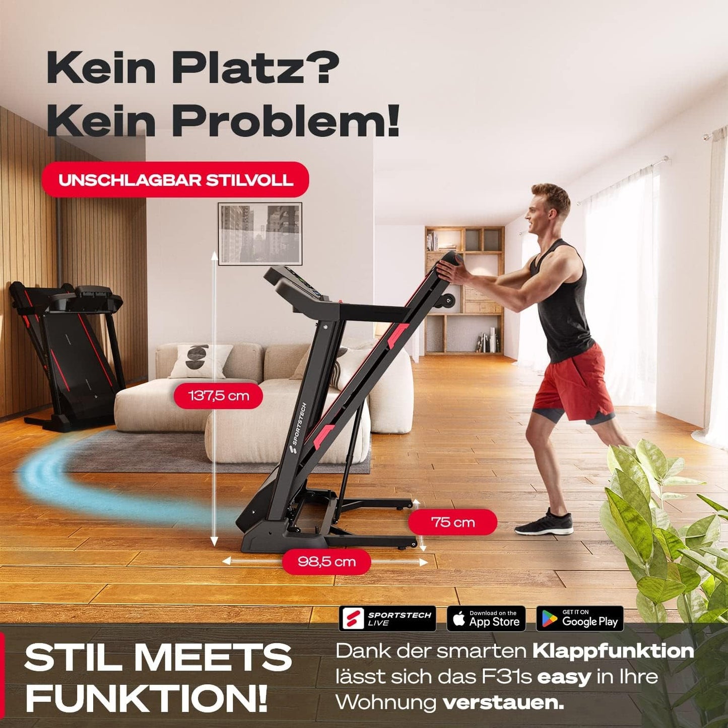 Sportstech F31s: Profi-Laufband, 4,5 PS, 16 km/h, Bluetooth & App✨