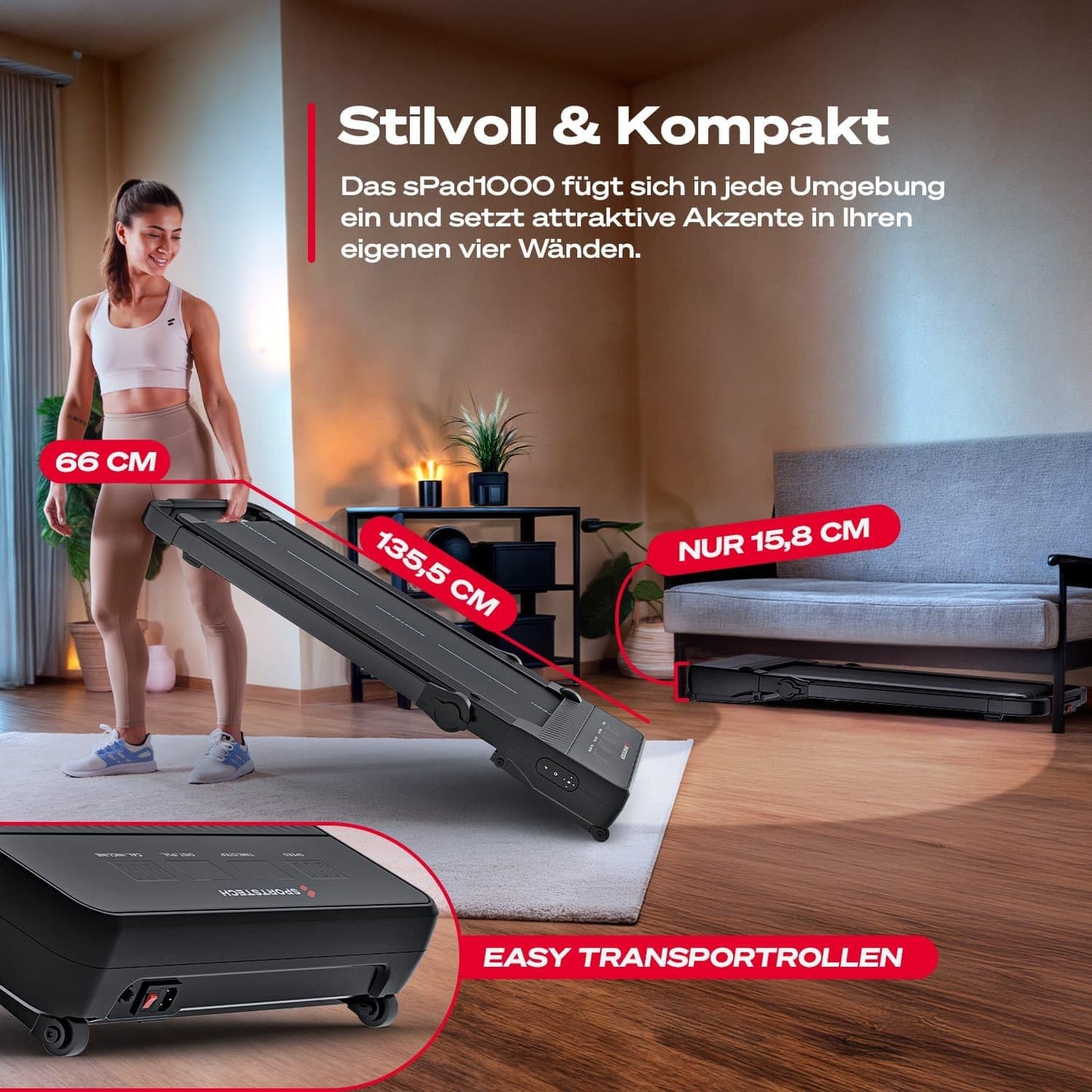 Sportstech sPad500 Laufband: Faltbar mit Steigung für Zuhauset