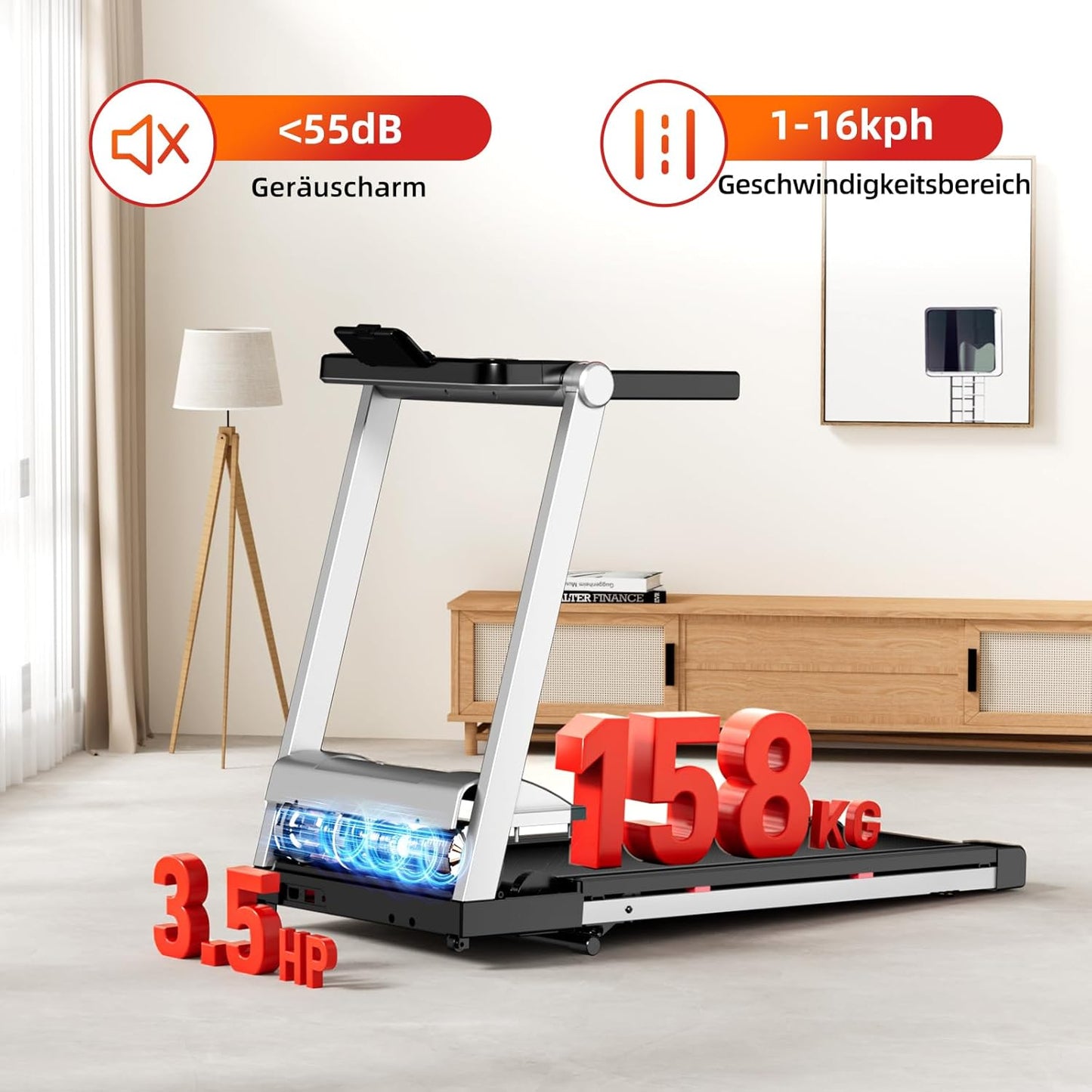 Superun Faltbares Heim-Laufband: Steigung, App & Trainingskurse✨