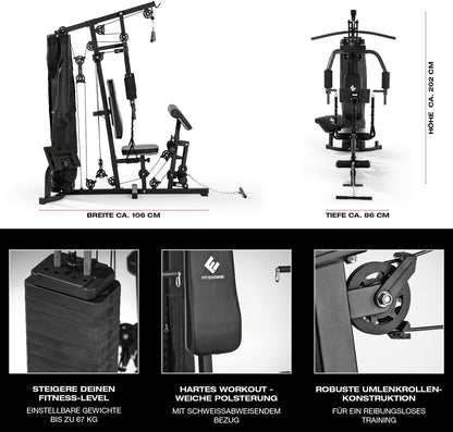 FitEngine Kraftstation: Komplettes Home Gym mit 67 kg Gewichten ✨