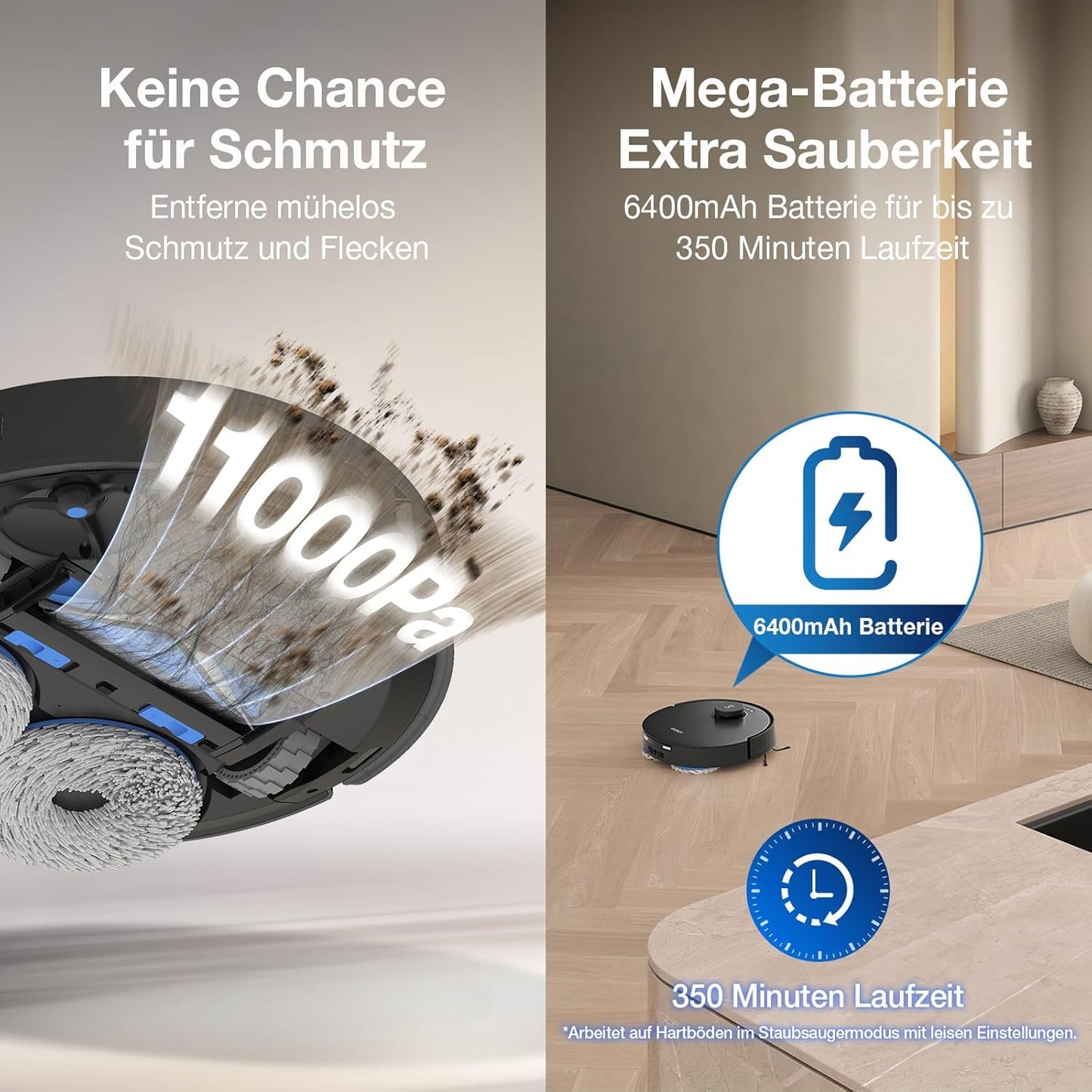 Deebot T30S Pro, 11,000Pa, Heißwasser-Wischung, ZeroTangle, TruEdge™, KI-Navigation