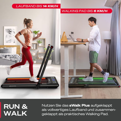 Sportstech Klappbares LED‑Laufband: Walking Pad mit Bluetooth‑App-i