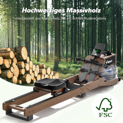 MERACH Wasser-Rudergerät aus Holz: Klappbar & interaktiv für Zuhauser