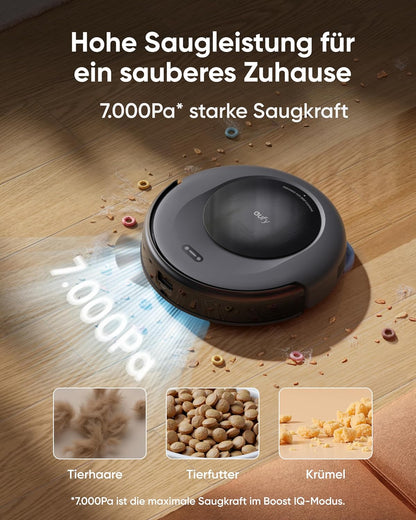 Eufy Omni C20, 7.000Pa, All-in-One-Station, Auto-Entleerung & -Reinigung, 8,5 cm, mit Wischfunktion